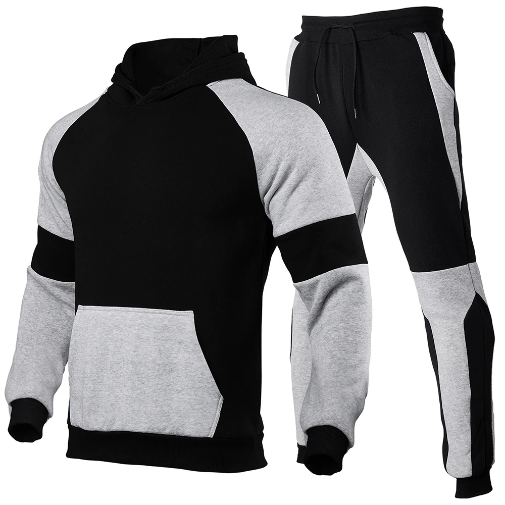 

2021 New Men's Autumn Winter Hedging Hoodie+pants Two Pieces Casual Tracksuit Male Sportswear Gym Brand Clothing Sweat Suit