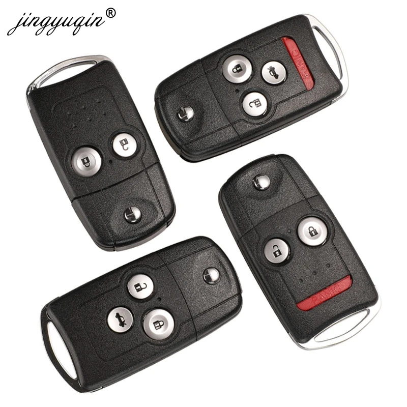 jingyuqin 2/3/4 Buttons Flip Car Remote Key Shell Fob Fit for Honda Acura Civic Accord Jazz CRV HRV Key Case Housing Replacement