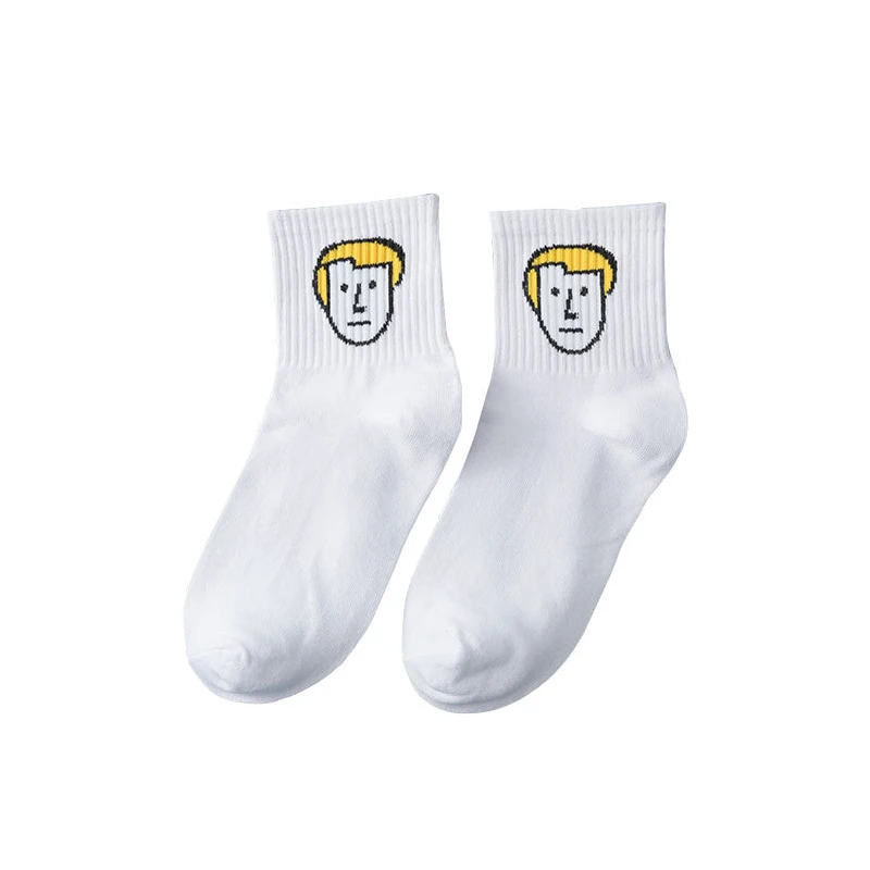 

1/3/5Pairs Ins Spring Japanese White Sports Socks Combed Cotton Cartoon Hosiery Cute White Tube Socks Breathable Girls Socks