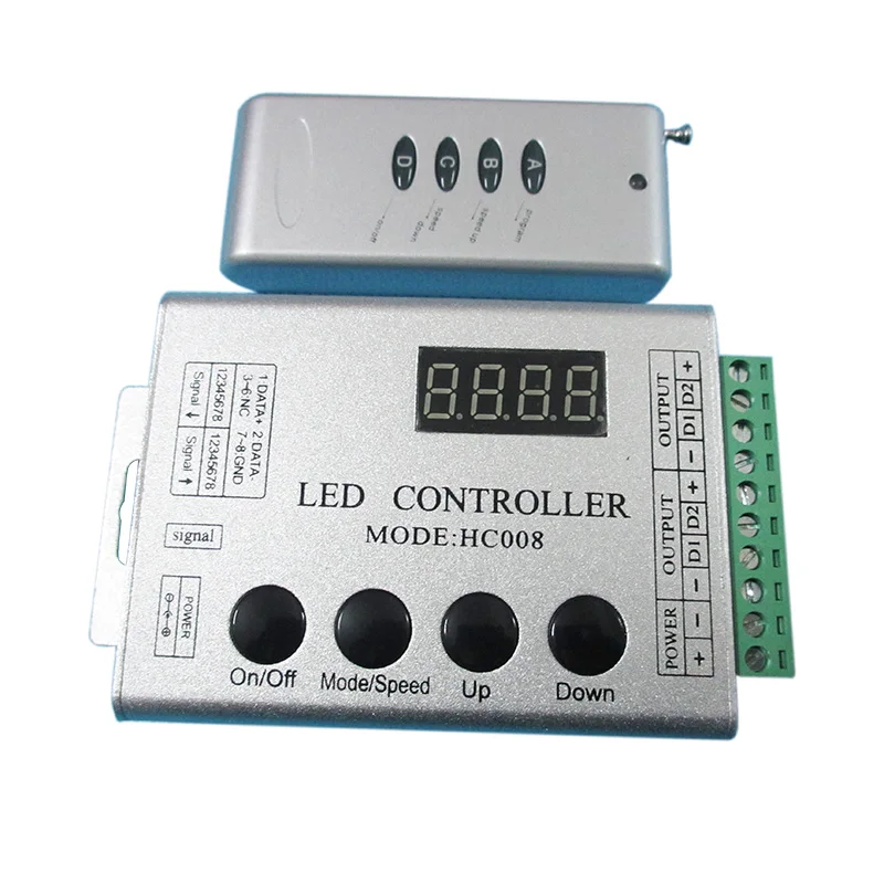 

HC008 programmable RGB led pixel controller 4Keys DC 5V 12V 24V 133 effect modes dimmer for WS2812 WS2811 2801 LED Strip Light