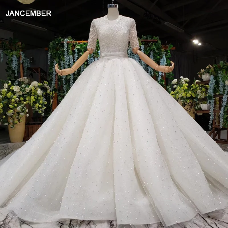 HTL974 винтажное бальное платье свадебное с рукавом кружево бисер блестки v