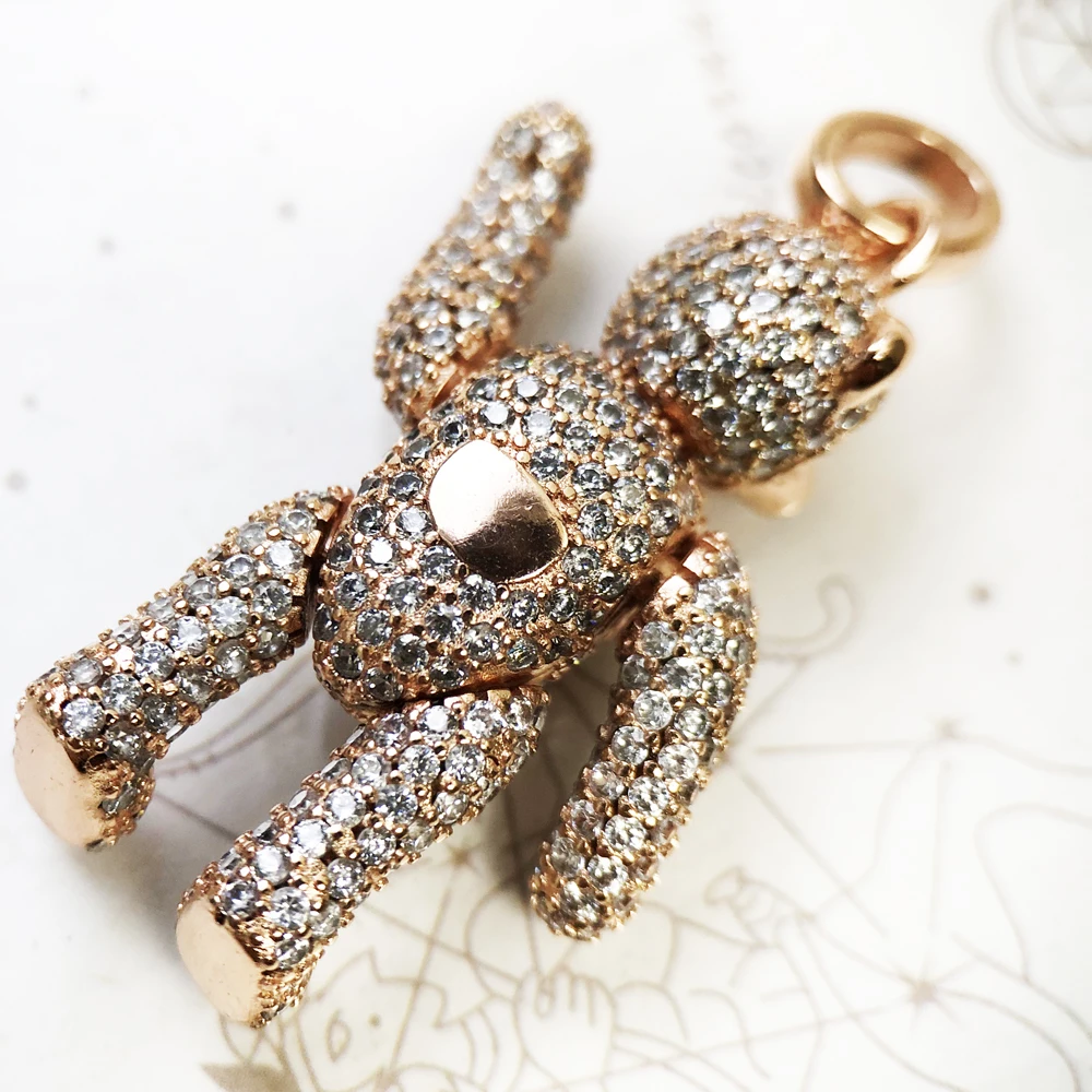 Подвеска в виде медведя Тедди из розового золота модные ювелирные изделия 2018