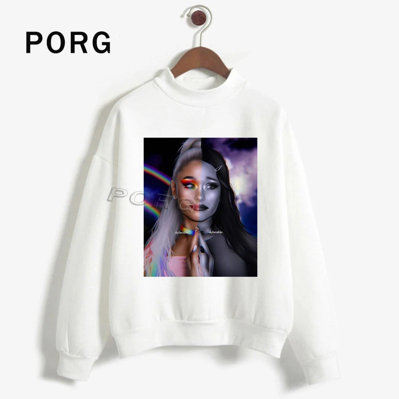 Ariana Grande/Розовая Толстовка для женщин в готическом стиле, уличная Harajuku Sudadera Mujer, новая женская одежда, толстовки с длинными рукавами и круглым вырезом - Цвет: WH-5