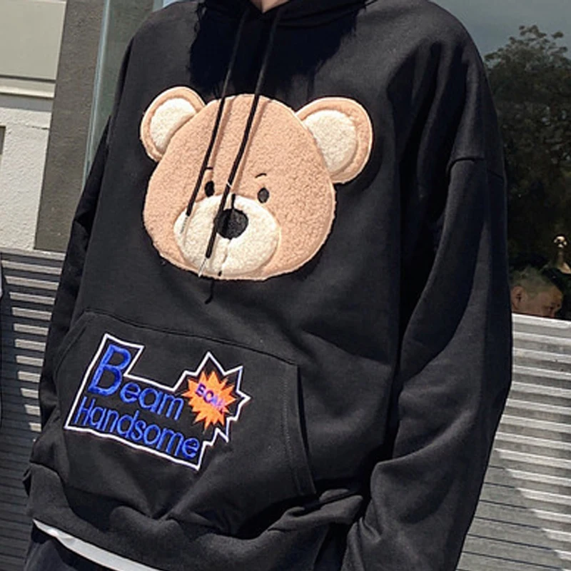 

Anime Bear Hoodie Men 2021 Spring Cartoon Harajuku Korean Pullover Women Hoodies Sweatshirts Long Sleeve Streetwear Clothes