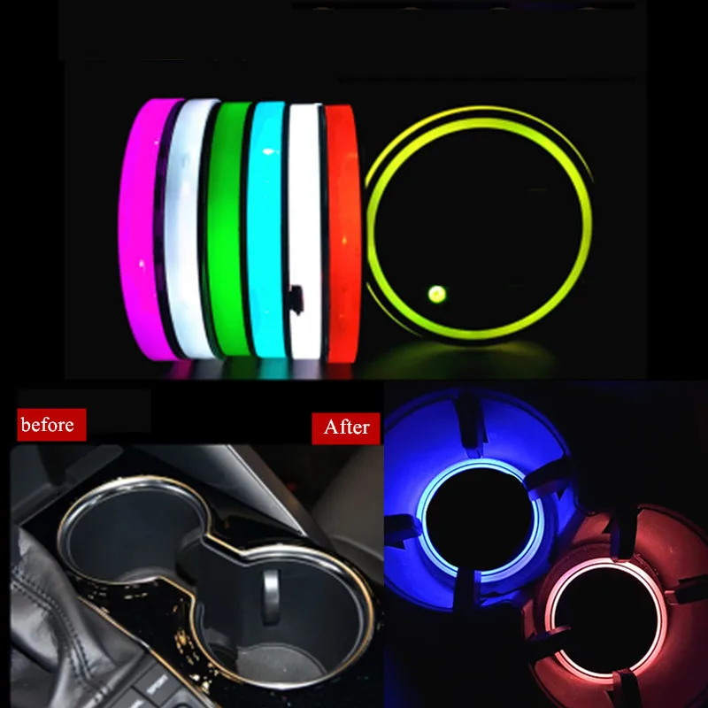 Автомобильный светодиодный подстаканник с USB зарядкой для воды RGB светильник