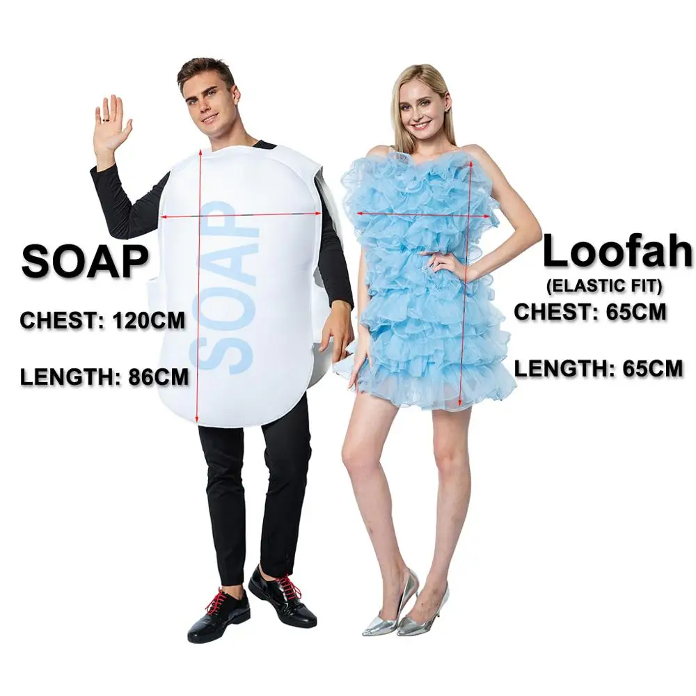 Reneecho Adult Loofah and Soap Halloween Costume Set for Couples, Carnival Adult Costumes image 4