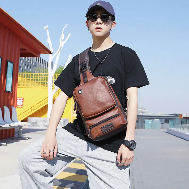 

YoReAi Luxury Brand Messenger Bag Men Chest Shoulder Vintage Crossbody Men's Business Sling Bags Male Casual Pack Hot Sales 2021