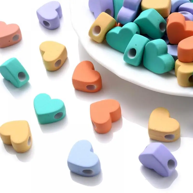 

20/40Pcs Colorful Love Heart Shape Acrylic Beads Loose Spacer Beads Accessories For Jewelry DIY Making Bracelet Necklace