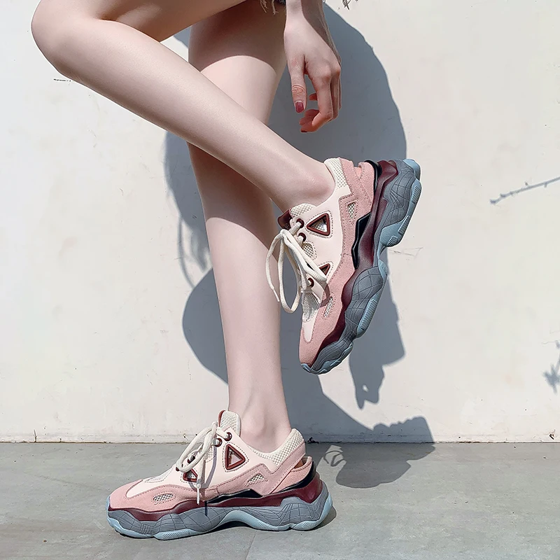 

Women Sneakers Breathable Lightweight Fashion Casual Shoes Ladies Platform Sneakers Height Increasing Trainer Tenis Feminino