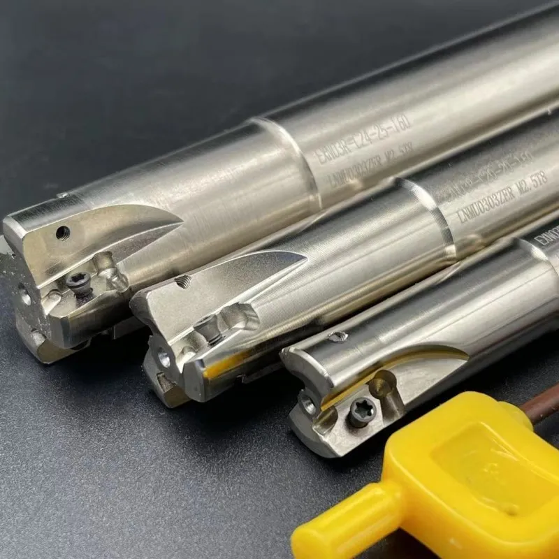 Herramienta de torneado de acero de tungsteno EXN03R, soporte de fresado antivibración + 10 uds, LNMU0303ZER, juego de herramientas de alimentación rápida de doble cara