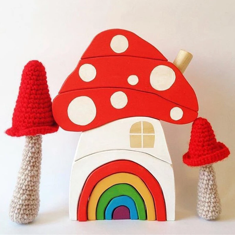 

Kids Rainbow Jigsaw Puzzle Educational Toy Montessori Stack Wooden Toys Colorful Building Blocks Montessori Stacking Game