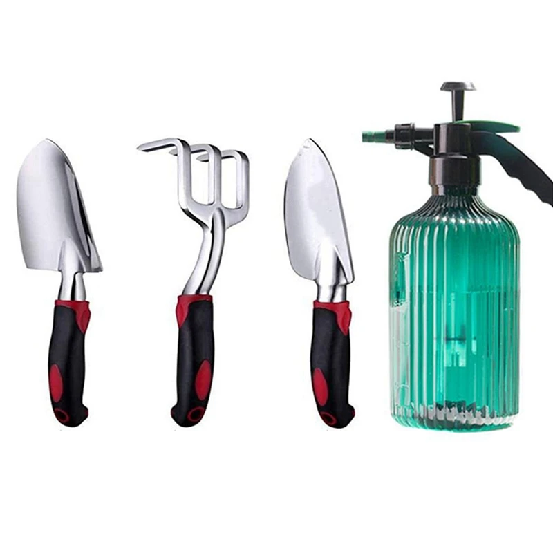 

1X2 л бутылка с распылителем, поливочный цветочный кувшин и 3 шт. садовых инструментов, сверхпрочные садовые ручные лопаты, литой алюминий
