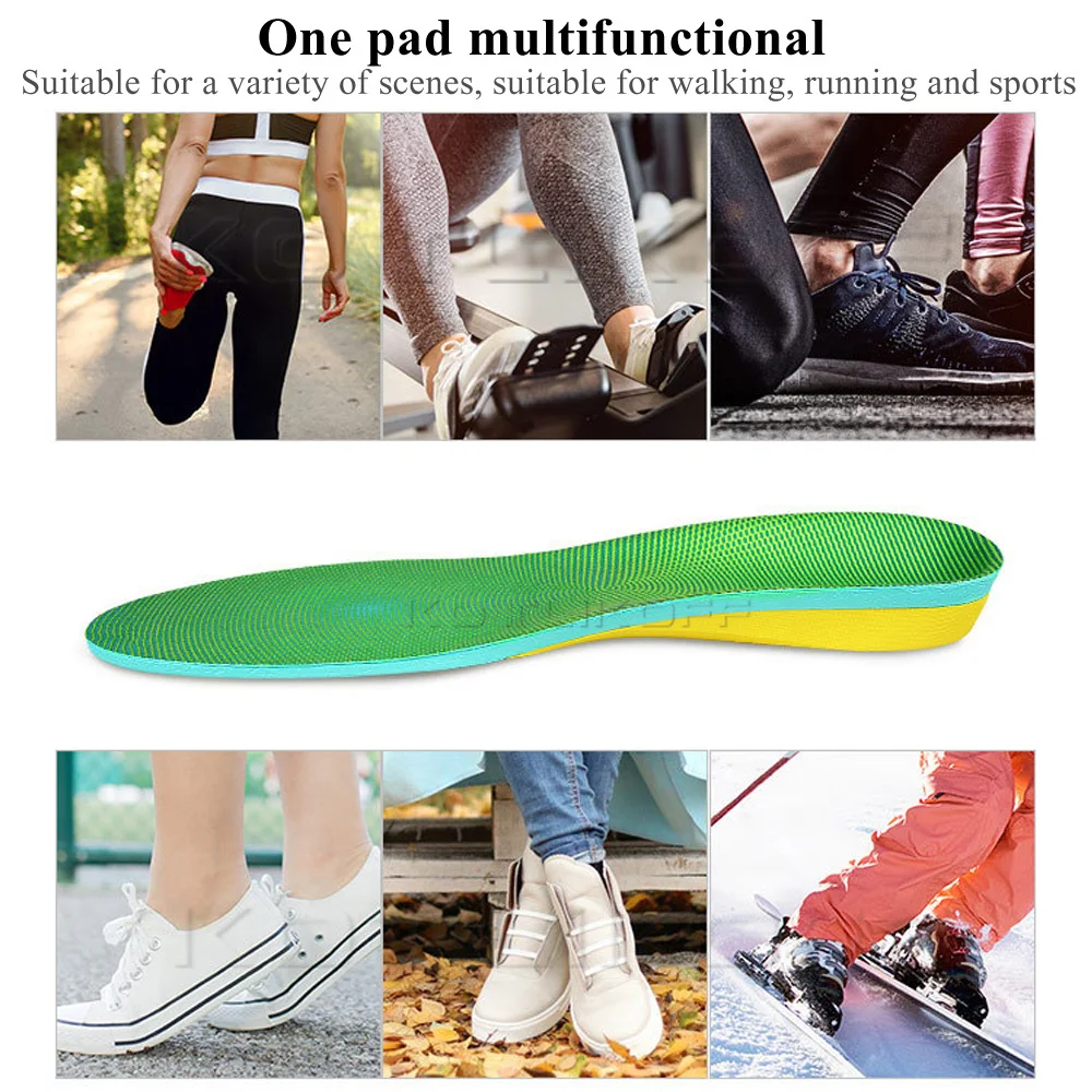 

KOTLIKOFF PU Sports Insole For Shoes Fit The Foot Arch Support High Elastic Shock absorption Massage Plantar Fasciitis Sport Pad