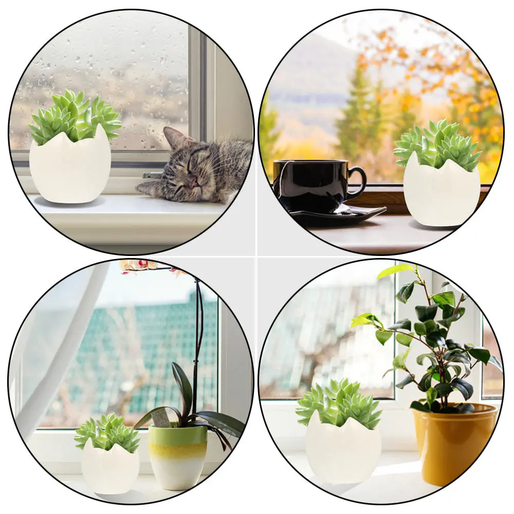 

5pcs Artificial Succulents Plant Pot Ceramic Flower Pot Home Tabletop Decor