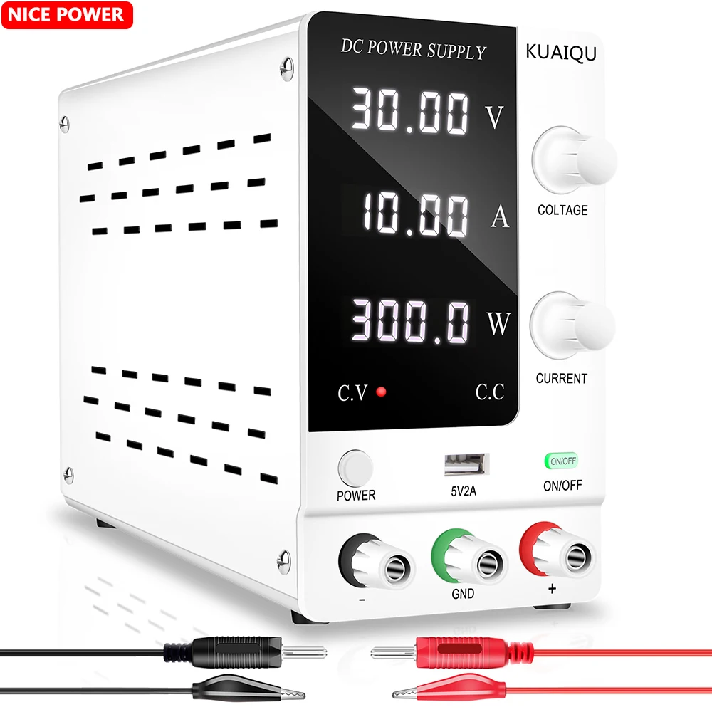 

Регулируемый лабораторный блок питания постоянного тока KUAIQU, 30 В, 10 А, регулятор напряжения и тока, 220 В, настольный источник переключения