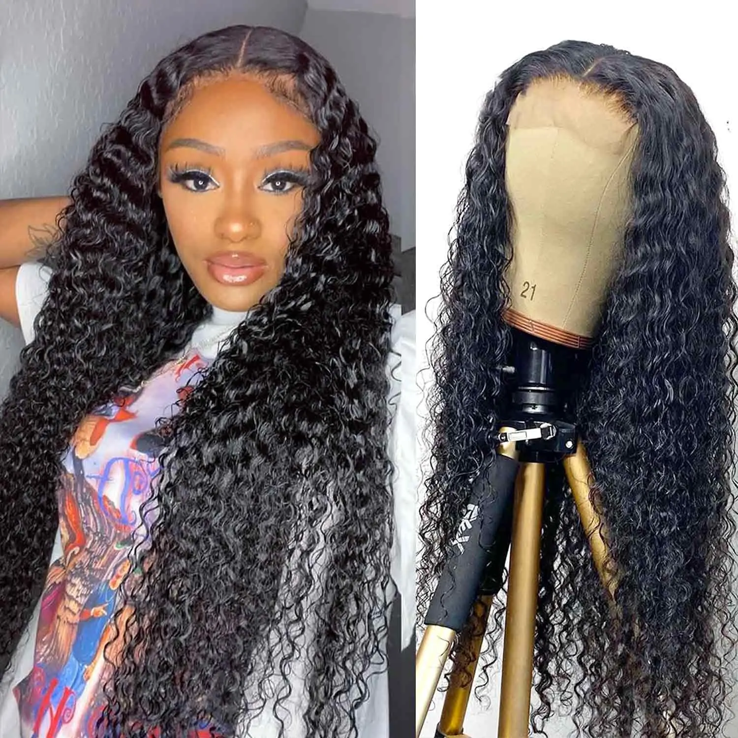 

250 Density 30 32 Inch Deep Wave Lace Frontal Wig HD Transparent Wet Human Hair Wigs Curly Wigs For Black Women MYLOCKME