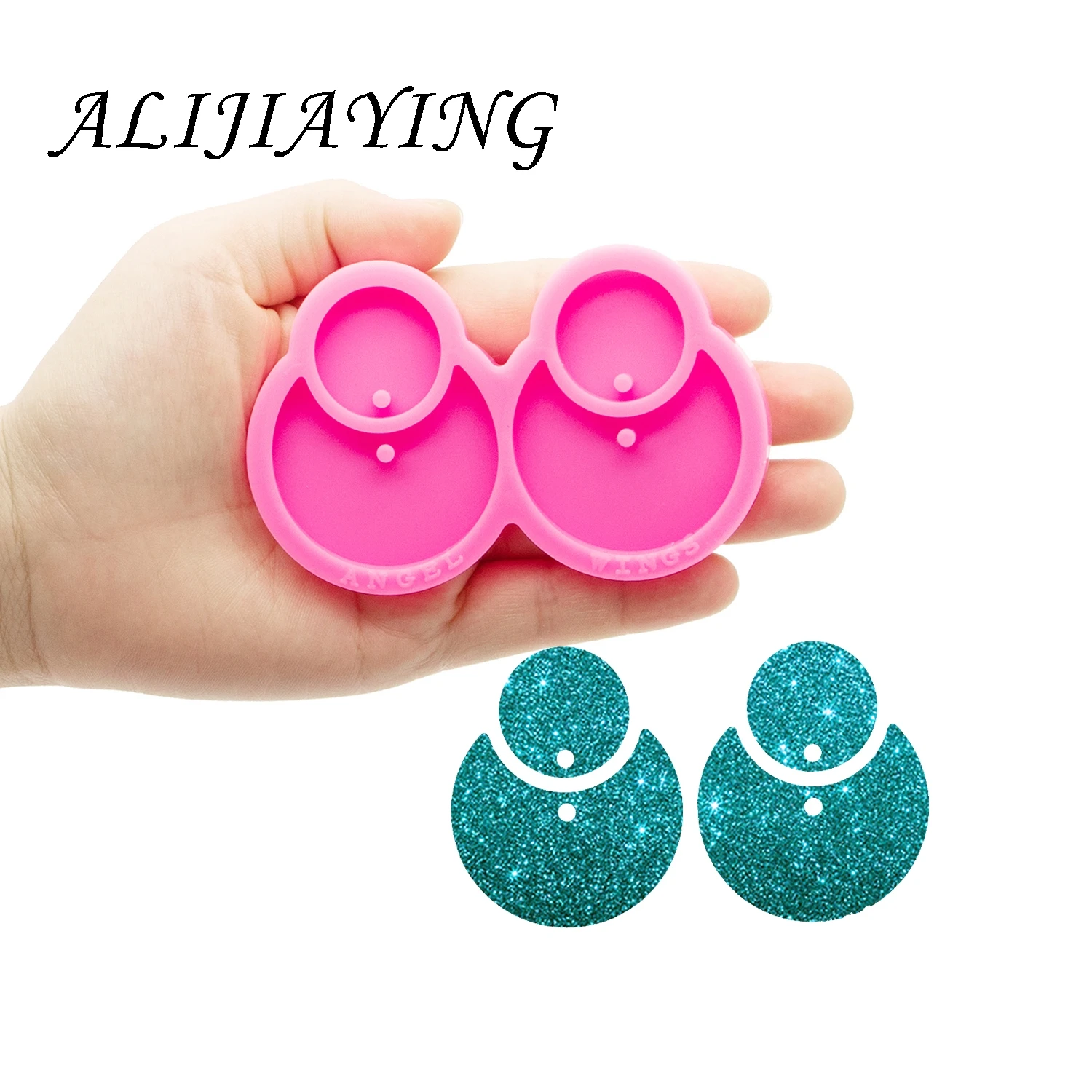 

Блеск внутри смолы круг серьги формы силиконовые формы DIY для брелок эпоксидной ювелирных изделий DY0723