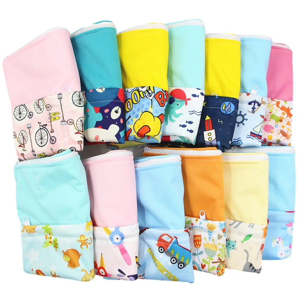 Asenappy polyester PUL Waterproof Baby Bags for Mom Stroller Use 30*37cm Double Packet Diaper Wet Bag | Мать и ребенок