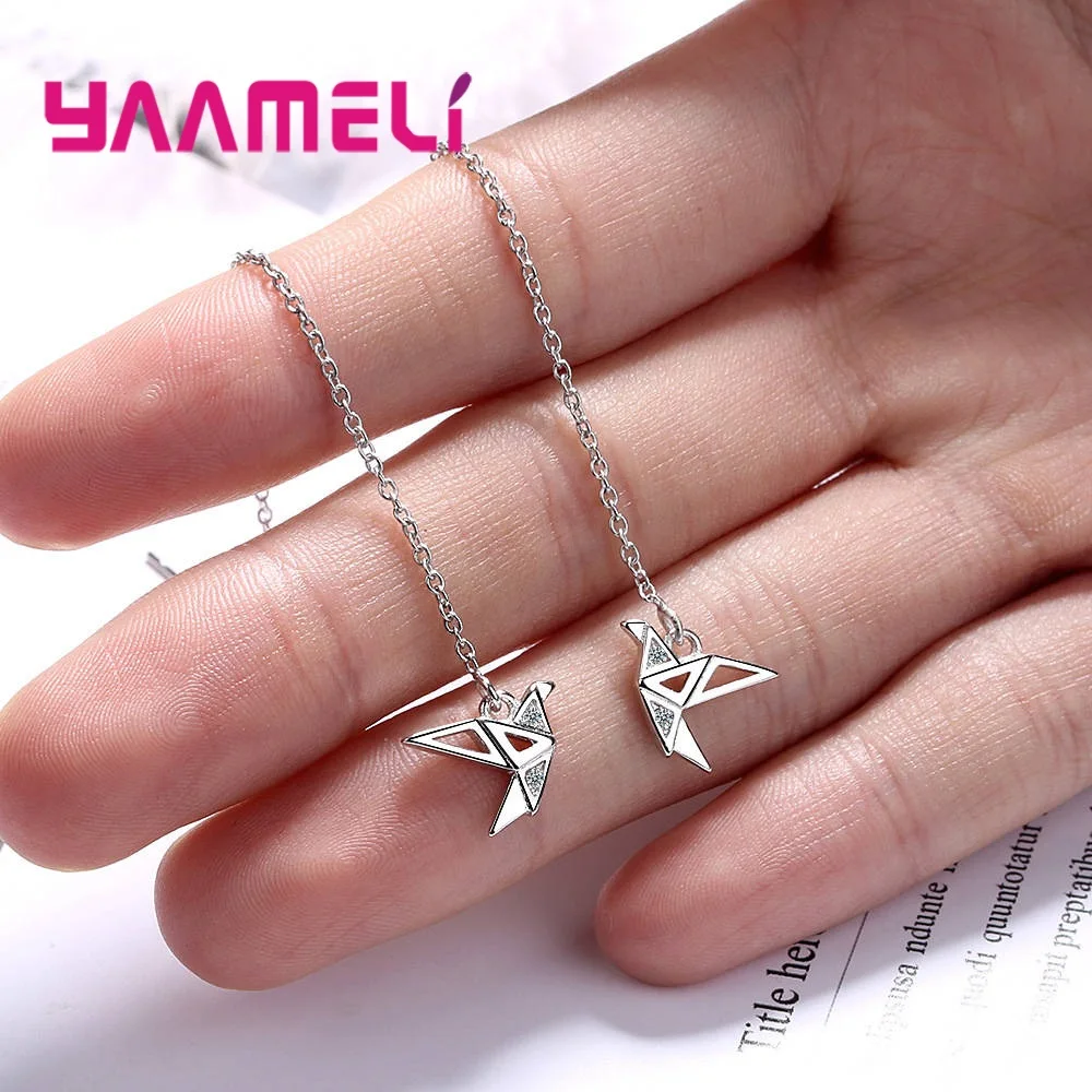 

Wholesale Cheap Brincos Thread Earrings Delicate Cute Flying Bird Shaped Fine 925 Sterling Silver Pendientes for Girl Women Gift