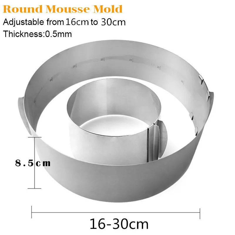 

Adjustable Stainless Steel Cake Mold Cookie Fondant Mousse Ring Baking Tools pastry accessories Cake Decorating Tools Cake Mould