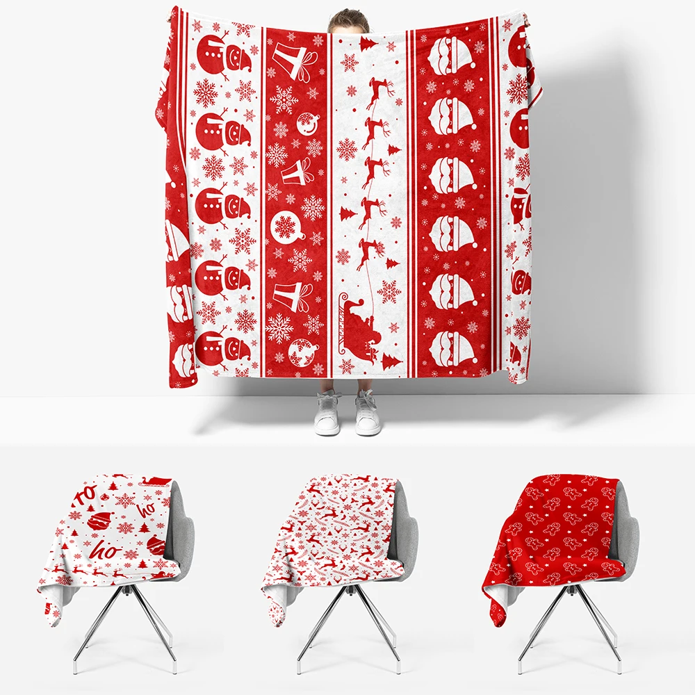 

Рождественское украшение, красная фланелевая искусственная пушистая мягкая индивидуализированная накидка на диван, двойное одеяло, зимня...