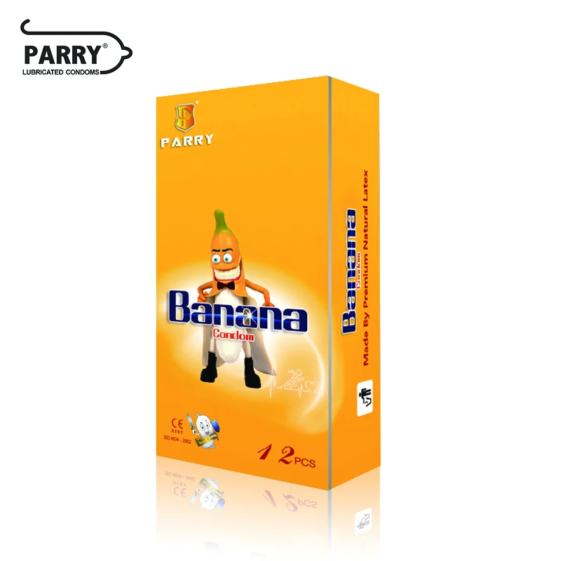

PARRY CONDOMS 12PCS Condom Super Lubricating Belt Banana Fruit Fragrance Skin-Friendly Condom Male Large Oil Volume