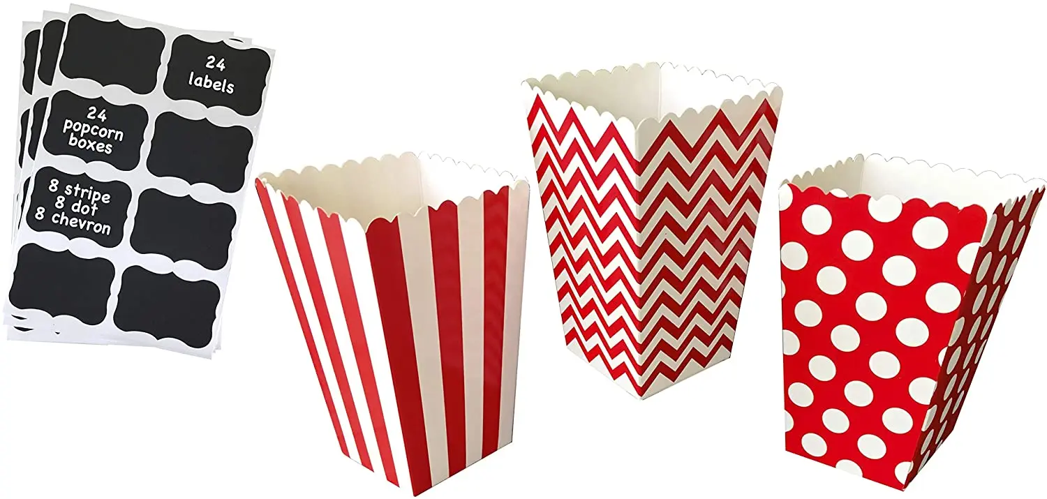 6 / 12 24 шт. для красного поп корна лечения Коробки шеврон брюки в горошек и полоску
