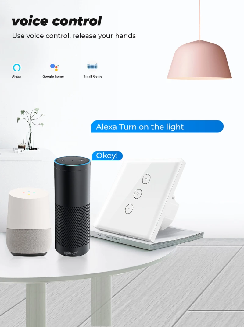 10A Tuya Wifi Smart Wall Touch Light Dimmer Switch Life APP Remote Control Works With Amazon Alexa Google Home | Лампы и освещение