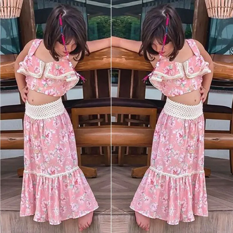 2020 Модный милый жилет с цветочным рисунком для маленьких девочек топы короткая