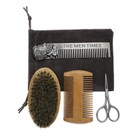 beard shaving 4 pcs set beard brush mustache cleaning kit two side styling comb