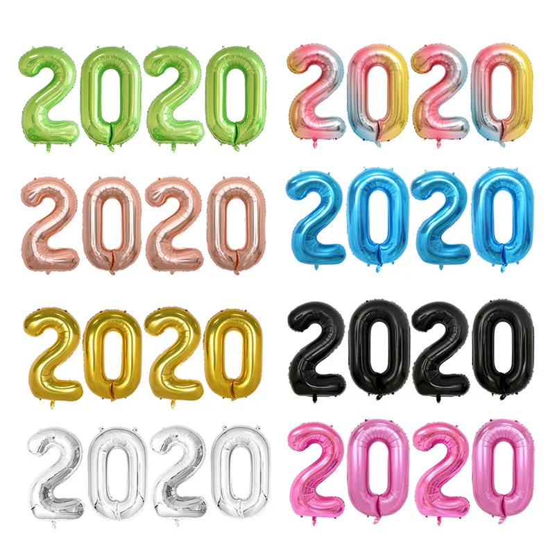 4 шт./лот 32 дюйма 2020 количество фольги шары золото серебро Радуга цифры воздушные