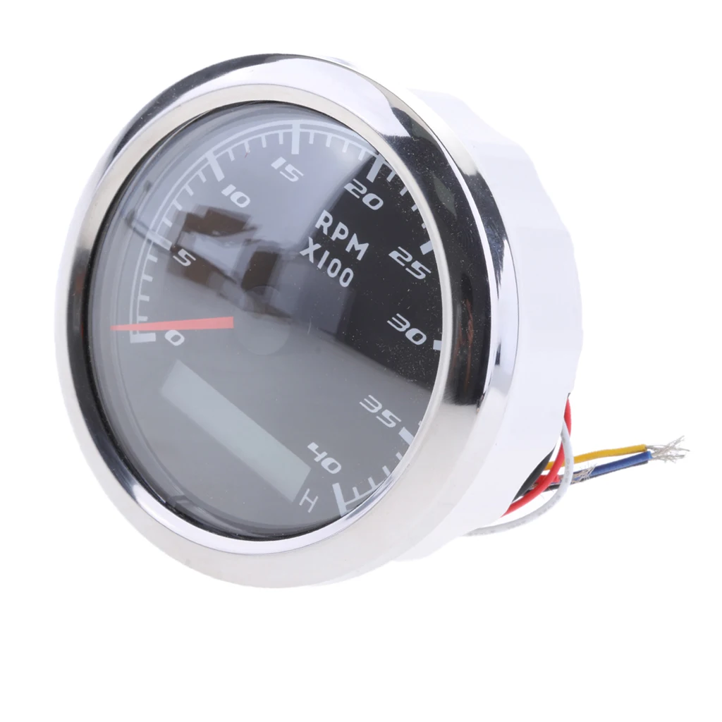 

0-4000rpm Tachometer Gauge LCD Tacho Hour Meter 9-32V 85mm For Boats