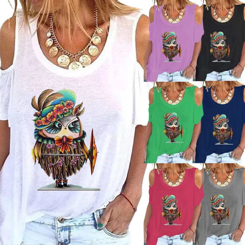 

Женская блузка с открытыми плечами, круглым вырезом и коротким рукавом