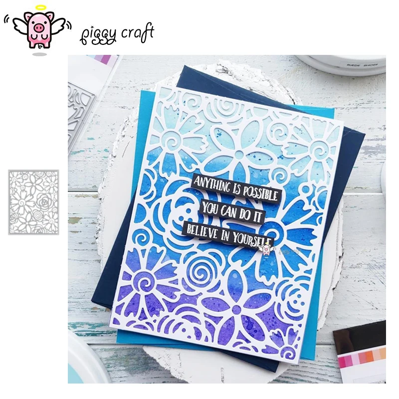 

Piggy Craft metal cutting dies cut die mold Flower frame decoration Scrapbook paper craft knife mould blade punch stencils dies