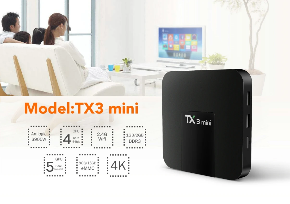 TX3 Mini S905W Android tv Box 2 Гб ram 16G 4K DDR3 H.265 4G WiFi 3D Google Netflix Youtube телеприставка | Электроника