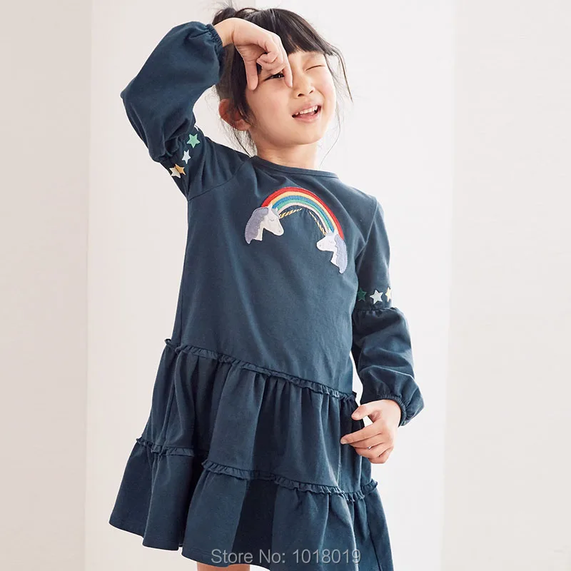 Baby Girls Dress Long Sleeve Children Clothing Girl Clothes Tops 1-7Y Spring Autumn 100% Cotton Bebe Kids Dresses Tee | Детская одежда