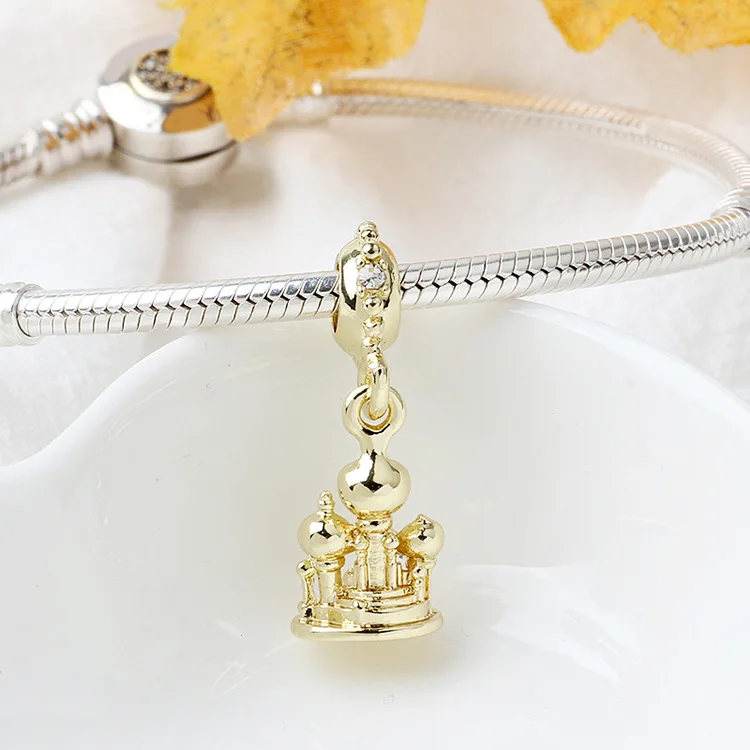 Европейские Бусины DIY Золотой цвет замок хрустальные подвески бусины подходят