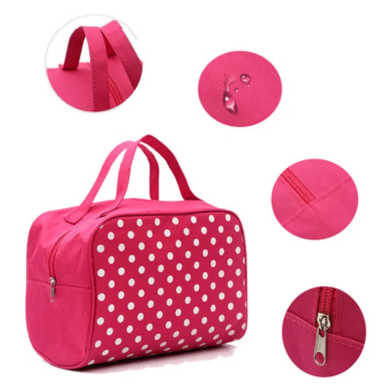 

Многофункциональные косметические сумки в горошек, женская косметичка с карманами, сумка для туалетных принадлежностей