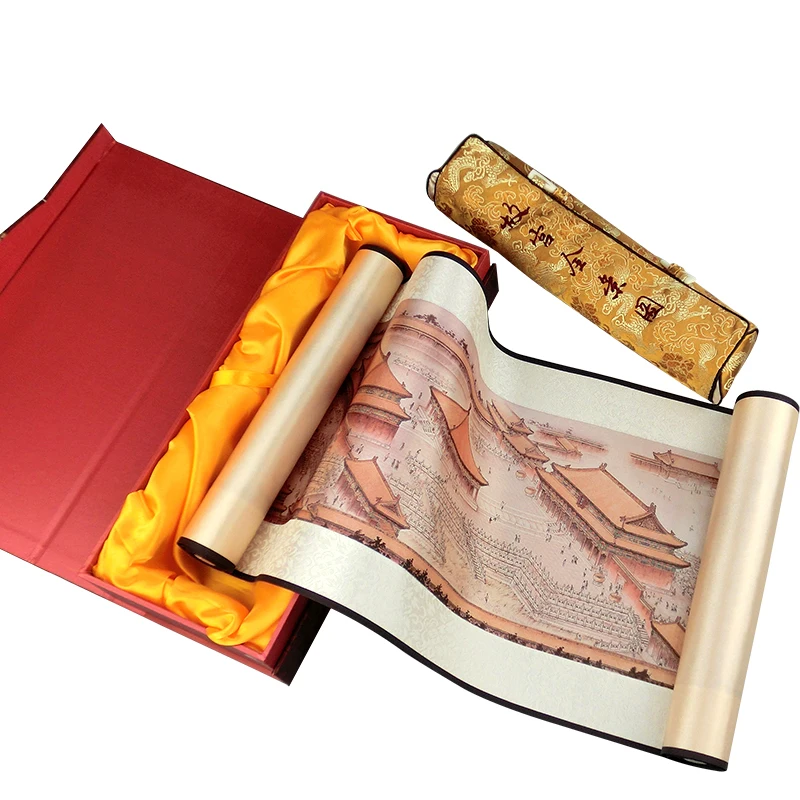 ShaoFu шелковая прокрутка живопись на холсте имперский дворец панорама цветные