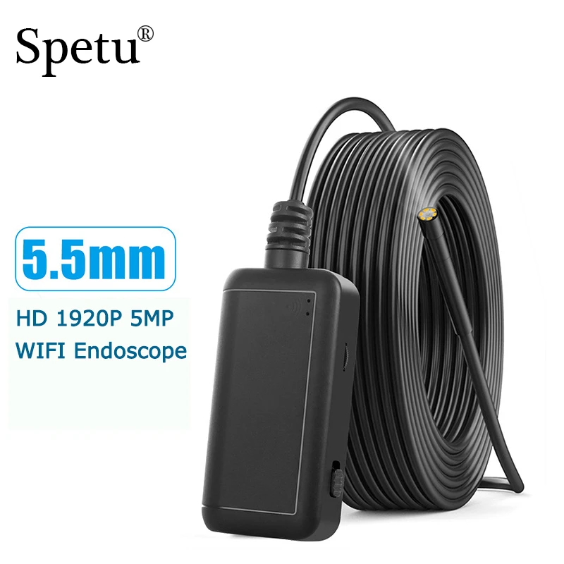 5,5 мм объектив HD1920P 5MP Wifi промышленный трубка эндоскопа IP67 Водонепроницаемый 2/5/10 м кабель 6 Led свет Wi-Fi интегрированный эндоскоп