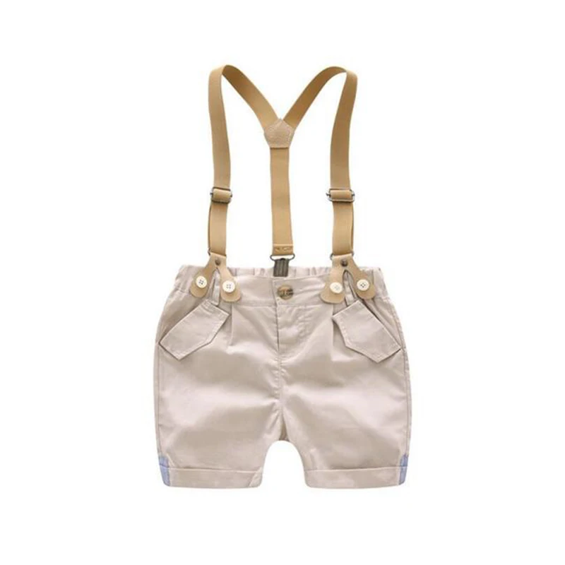 2020 Baby Boy Gentleman Sets White Cotton Shirt+ Beige suspenders Pants 2PCS Outfits Bebes Suits for 18M 24M 3T 4T |