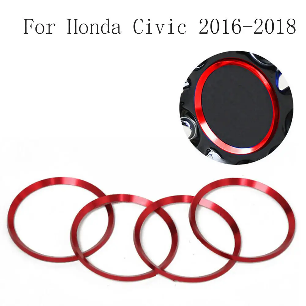 4PCS Red Alloy Wheel Center Hub Ring Decorative Cover Trim For Honda 16-18 Civic | Автомобили и мотоциклы