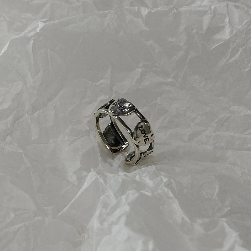 LouLeur 925 пробы серебряные кольца с сердечком, винтажные японские корейские креативные кольца для женщин 925, простые праздничные ювелирные изделия
