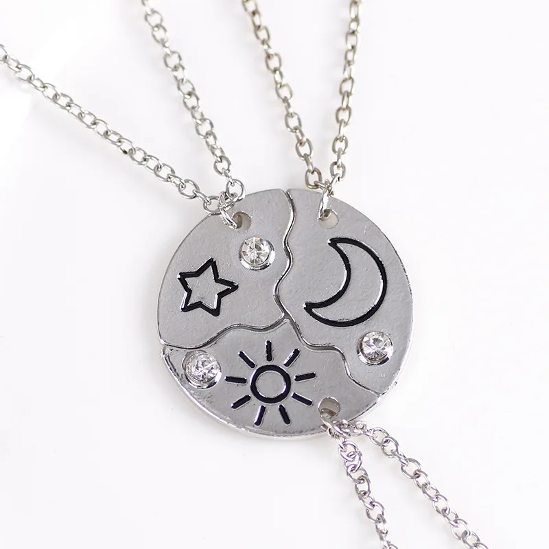 3 шт./компл. ожерелья золотого цвета с кристаллами Солнце Луна Звезда лучший друг