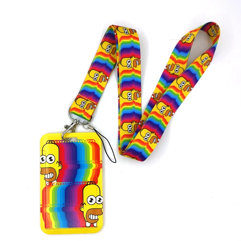 Funny Cartoon Charaters Rainbow Color Fashion Lanyard ID Badge Holder Bus Pass Case Cover Slip Bank Credit Card Strap | Дом и сад
