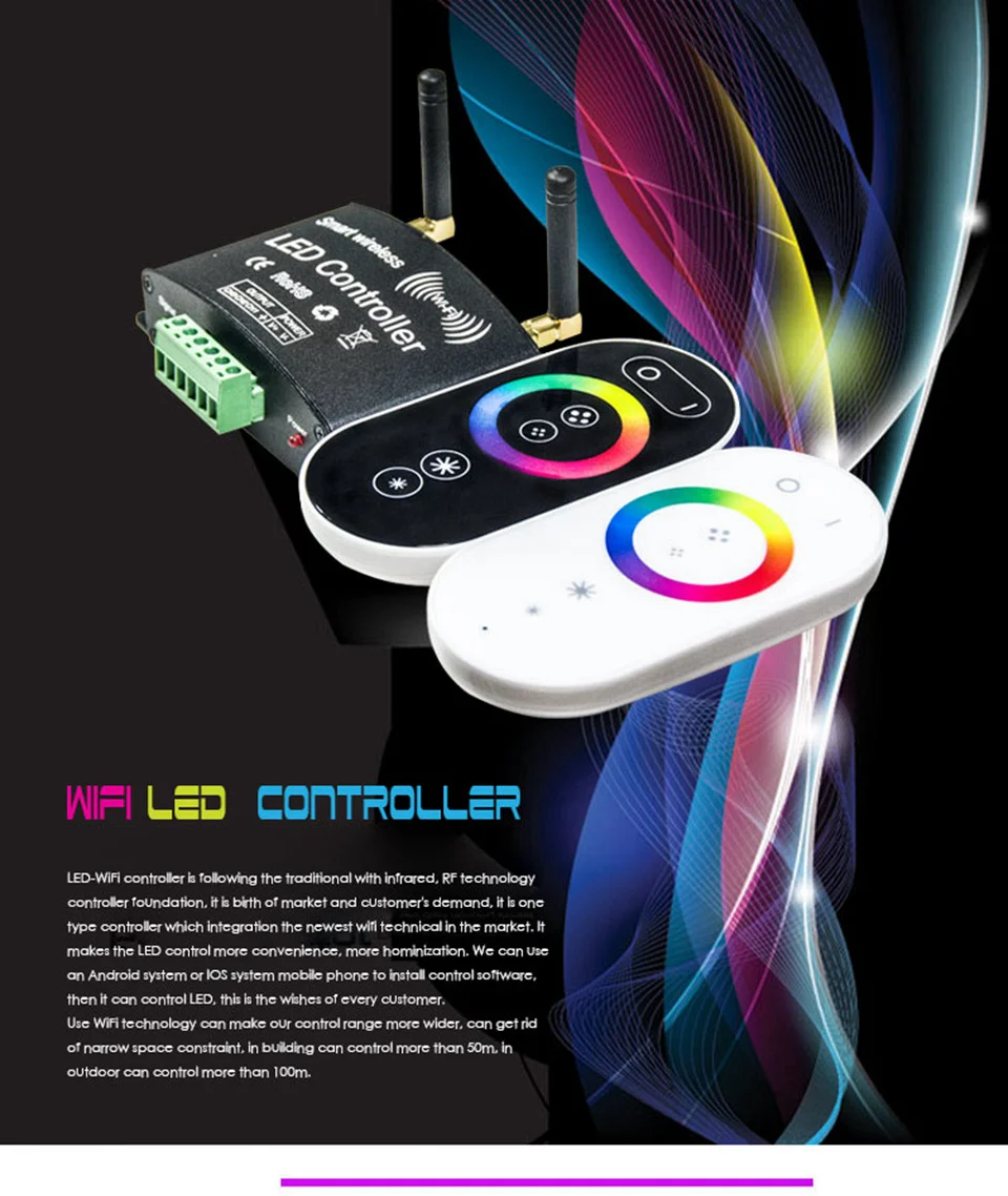 Wifi светодиодный RGB пульт дистанционного управления DC12-24V RF сенсорный пульт управления 3 канала с помощью приложения Android/IOS для SMD5050 3528 RGB светодиодная лента