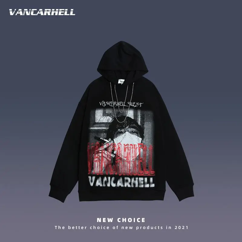 

Худи VANCARHELL с графическим принтом в стиле хип-хоп, дизайнерская толстовка с цепочкой, модная Японская уличная одежда, повседневная толстовка...