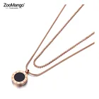 Женский двухслойный чокер ZooMango из титановой нержавеющей стали, ожерелье-чокер с подвеской с римскими цифрами, ZN19203