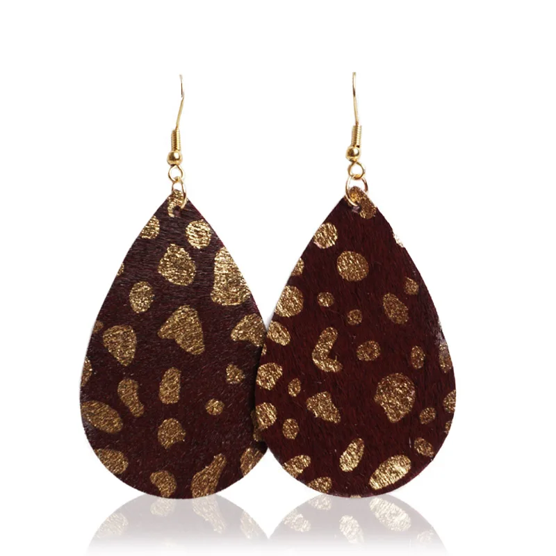 Женские леопардовые серьги M & G подвески с кожаными перьями модные ювелирные