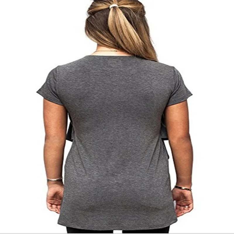 Футболка для беременных женщин с короткими рукавами и круглым вырезом сумка